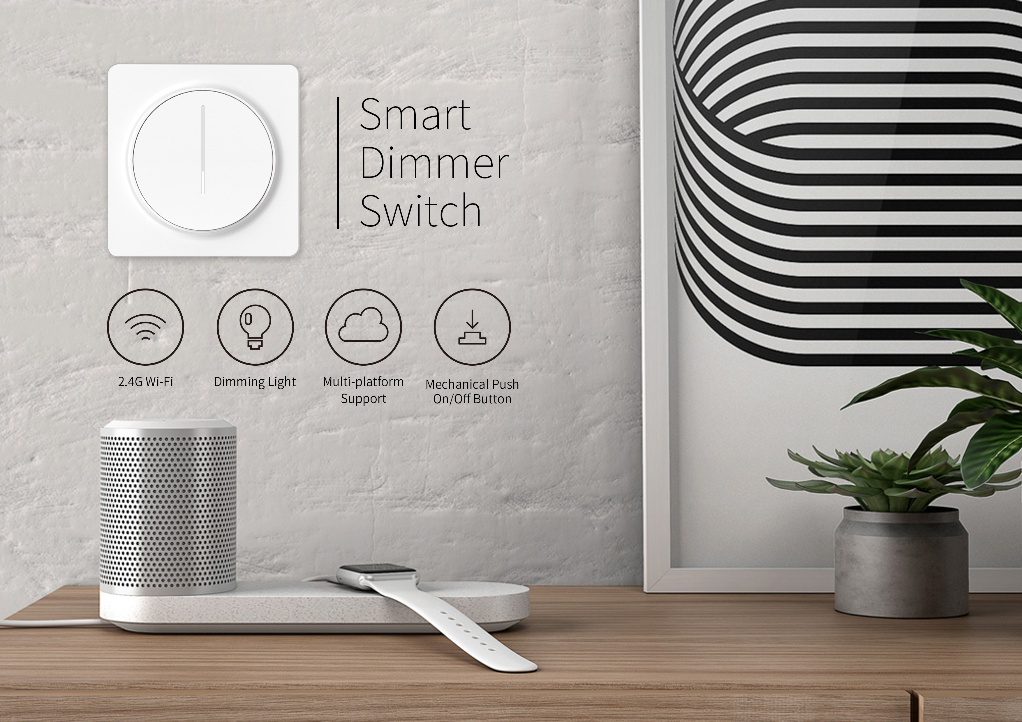 Touch smart dimmer switch Zigbee Neutral required EU standard